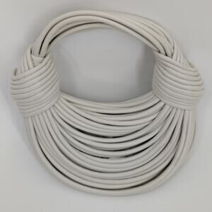 Tiffany & Fred Smooth Leather String Cord Knot Statement White Shoulder Bag